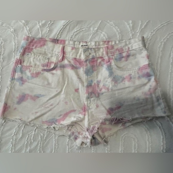 GRLFRND Women’s Tie Dye Rigid Denim Jean Shorts Size 31 White Multicolour - Picture 2 of 5
